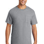 Port & Company Mens Essential Short Sleeve Crewneck T-Shirt w/ Pocket - Heather Grey