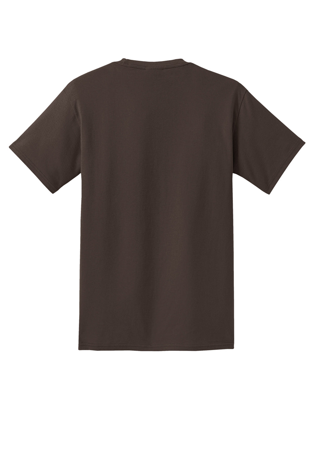 Port & Company PC61P/PC61PT Mens Essential Short Sleeve Crewneck T-Shirt w/ Pocket Brown Flat Back