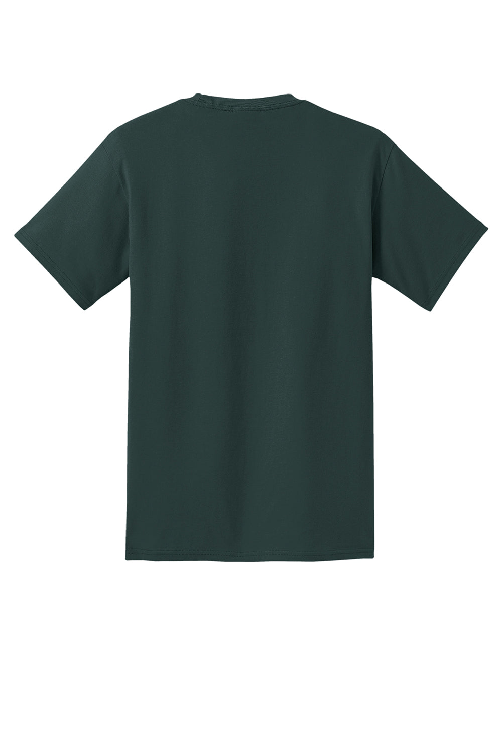 Port & Company PC61P/PC61PT Mens Essential Short Sleeve Crewneck T-Shirt w/ Pocket Dark Green Flat Back