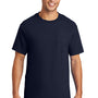 Port & Company Mens Essential Short Sleeve Crewneck T-Shirt w/ Pocket - Deep Navy Blue