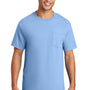 Port & Company Mens Essential Short Sleeve Crewneck T-Shirt w/ Pocket - Light Blue