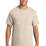 Port & Company Mens Essential Short Sleeve Crewneck T-Shirt w/ Pocket - Natural