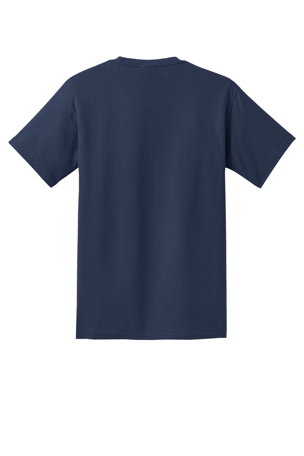 Port & Company PC61P/PC61PT Mens Essential Short Sleeve Crewneck T-Shirt w/ Pocket Navy Blue Flat Back