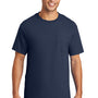 Port & Company Mens Essential Short Sleeve Crewneck T-Shirt w/ Pocket - Navy Blue