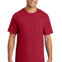 Port & Company Mens Essential Short Sleeve Crewneck T-Shirt w/ Pocket - Red