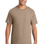 Port & Company Mens Essential Short Sleeve Crewneck T-Shirt w/ Pocket - Sand