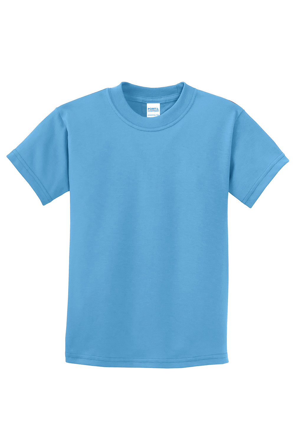 Port & Company PC61Y Youth Essential Short Sleeve Crewneck T-Shirt Aquatic Blue Flat Front