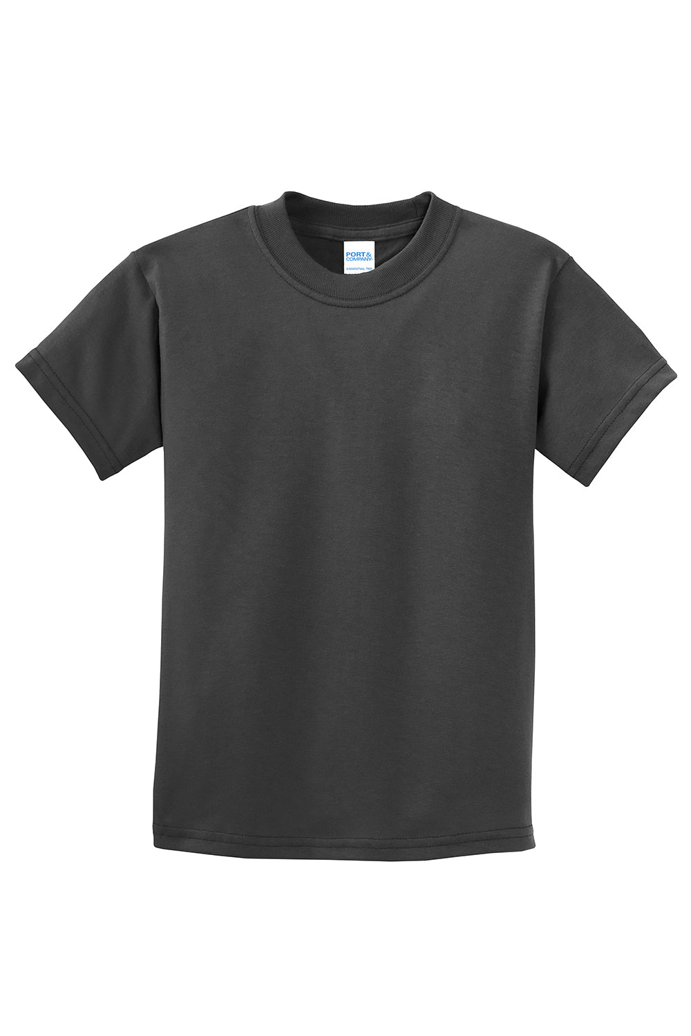 Port & Company PC61Y Youth Essential Short Sleeve Crewneck T-Shirt Charcoal Grey Flat Front