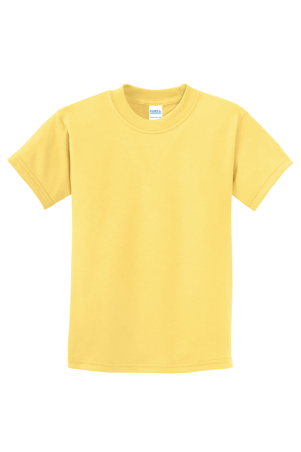 Port & Company PC61Y Youth Essential Short Sleeve Crewneck T-Shirt Daffodil Yellow Flat Front