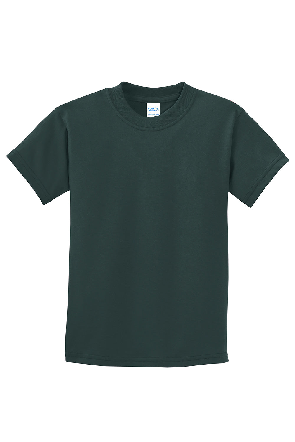 Port & Company PC61Y Youth Essential Short Sleeve Crewneck T-Shirt Dark Green Flat Front