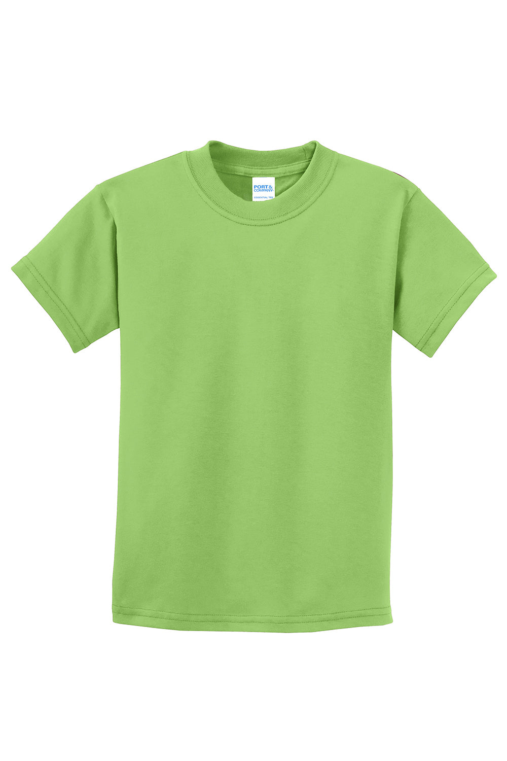 Port & Company PC61Y Youth Essential Short Sleeve Crewneck T-Shirt Lime Green Flat Front