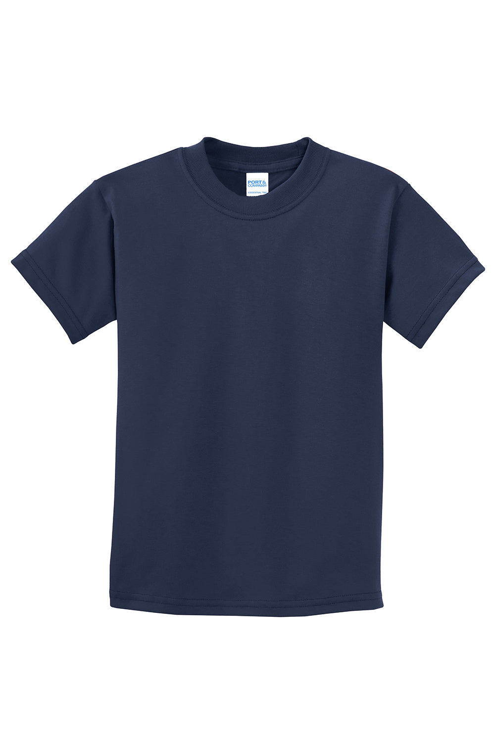 Port & Company PC61Y Youth Essential Short Sleeve Crewneck T-Shirt Navy Blue Flat Front