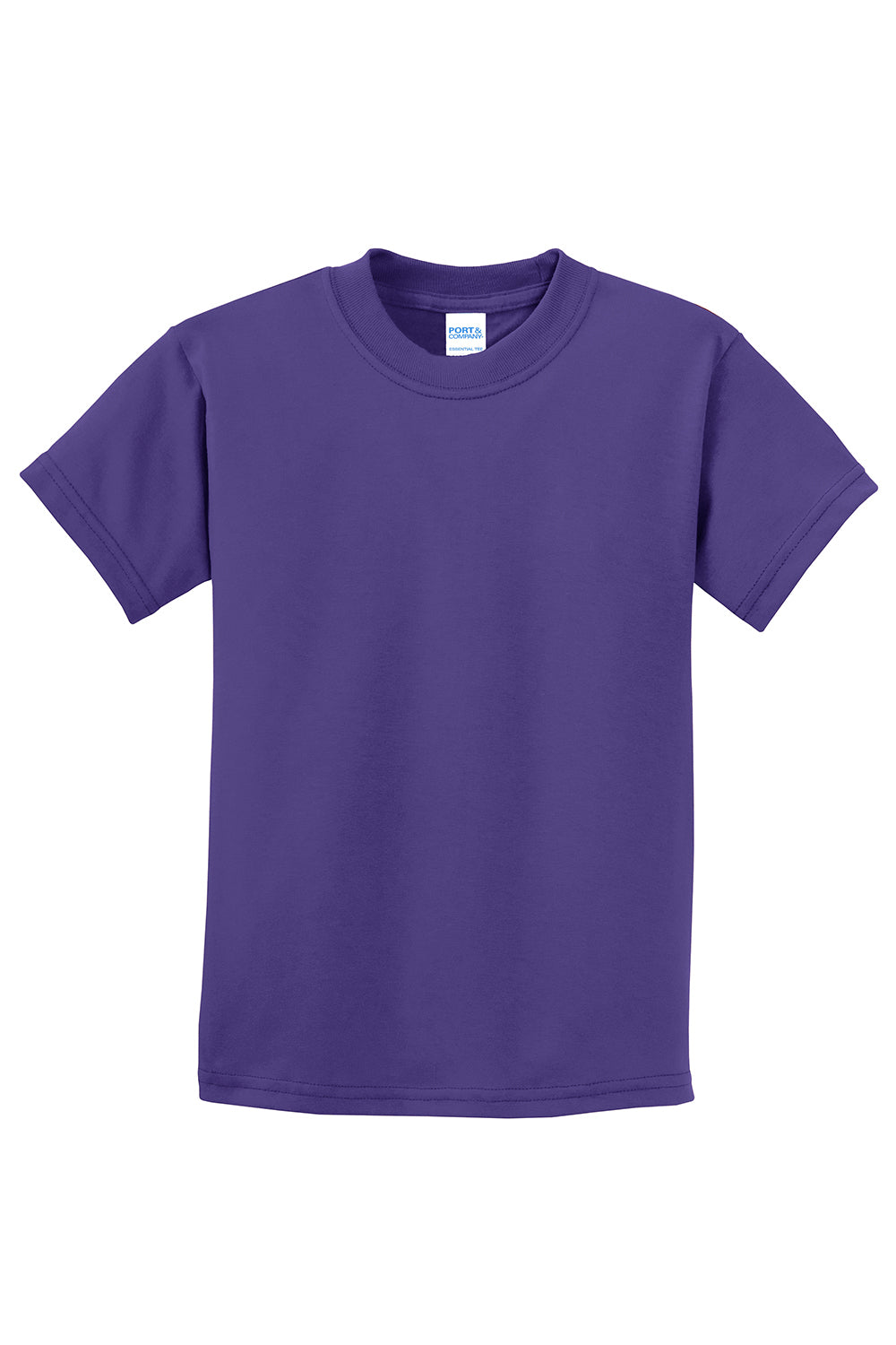 Port & Company PC61Y Youth Essential Short Sleeve Crewneck T-Shirt Purple Flat Front