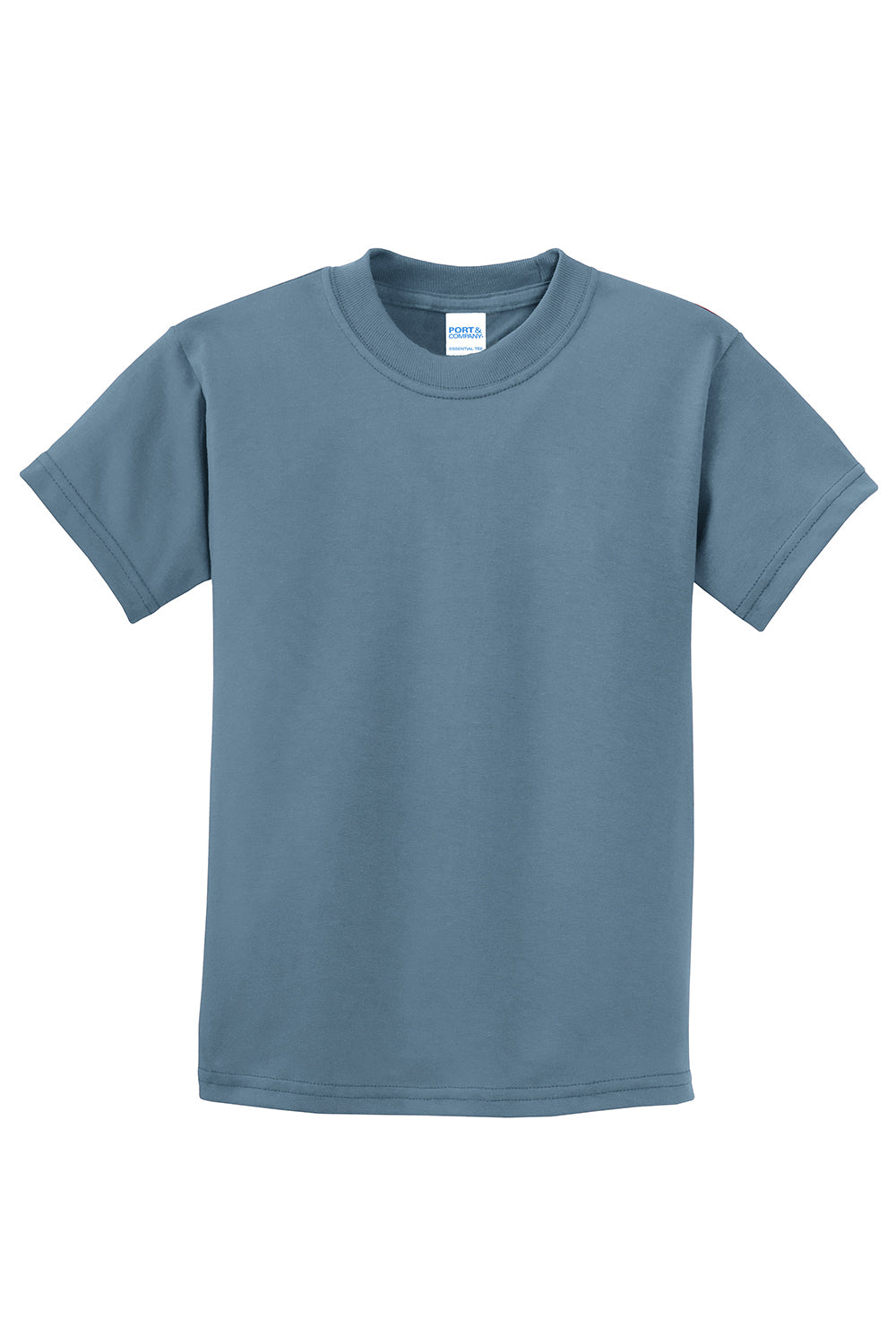 Port & Company PC61Y Youth Essential Short Sleeve Crewneck T-Shirt Stonewashed Blue Flat Front