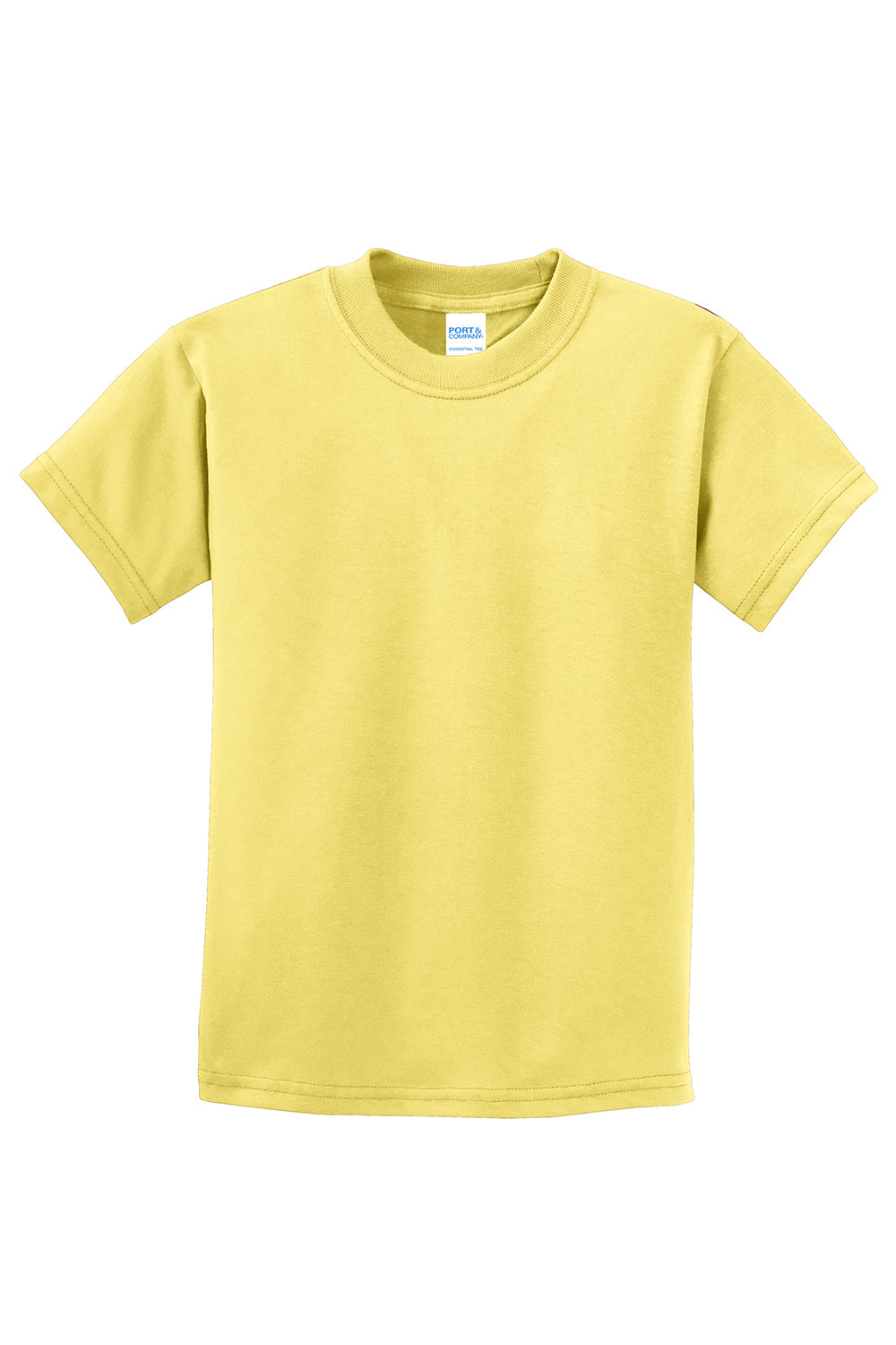 Port & Company PC61Y Youth Essential Short Sleeve Crewneck T-Shirt Yellow Flat Front