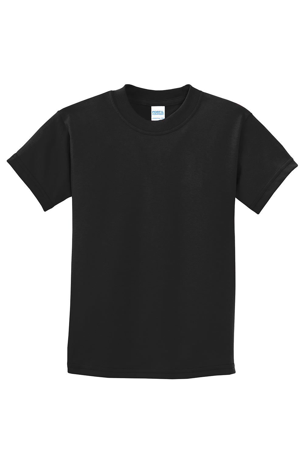 Port & Company PC61Y Youth Essential Short Sleeve Crewneck T-Shirt Jet Black Flat Front