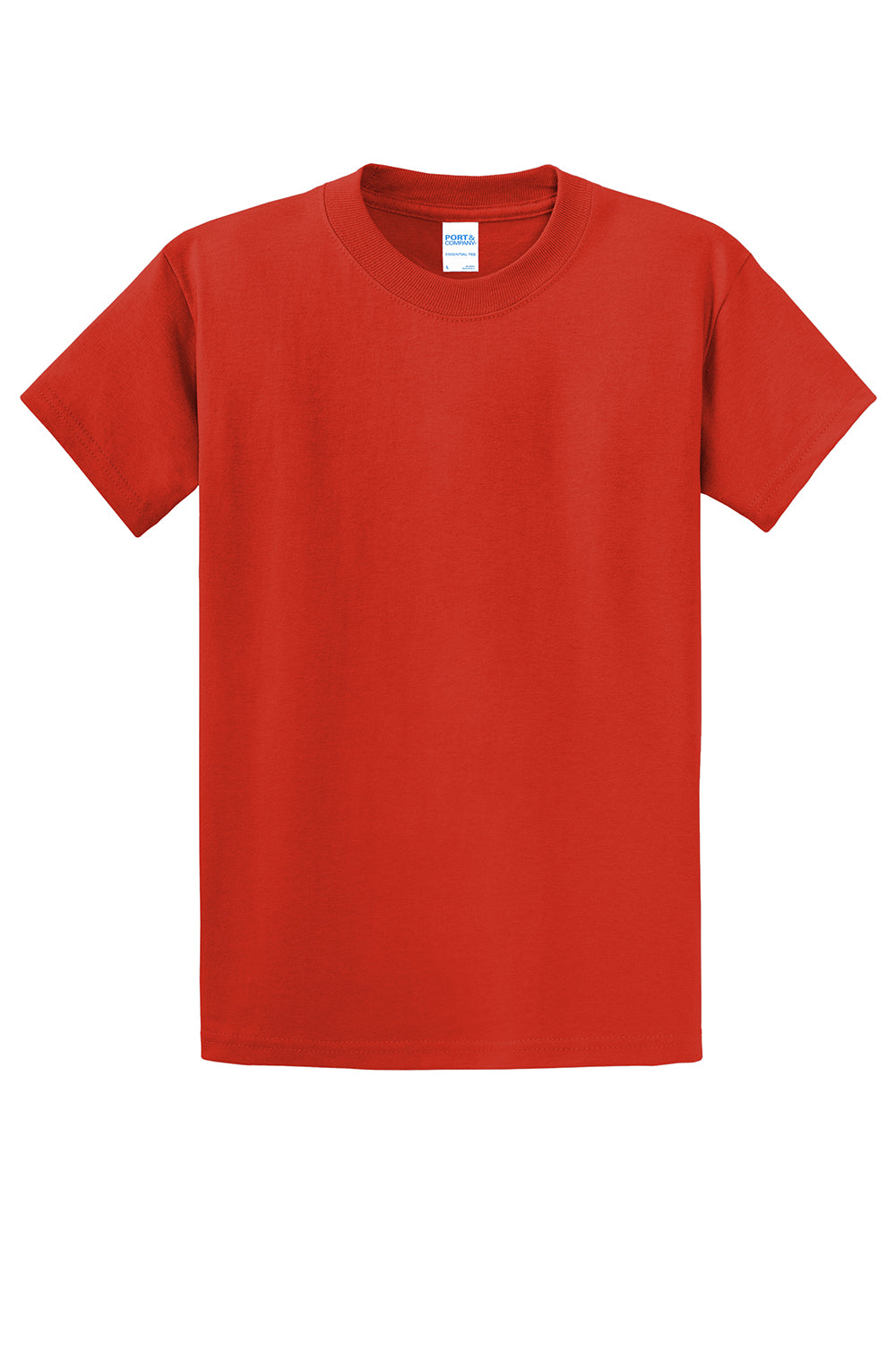 Port & Company PC61/PC61T Mens Essential Short Sleeve Crewneck T-Shirt Fiery Red Flat Front