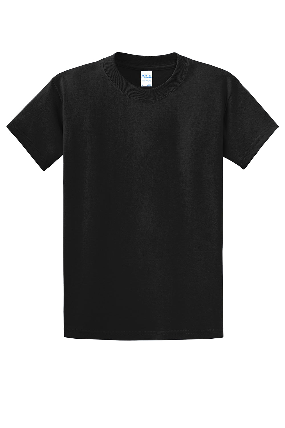 Port & Company PC61/PC61T Mens Essential Short Sleeve Crewneck T-Shirt Jet Black Flat Front