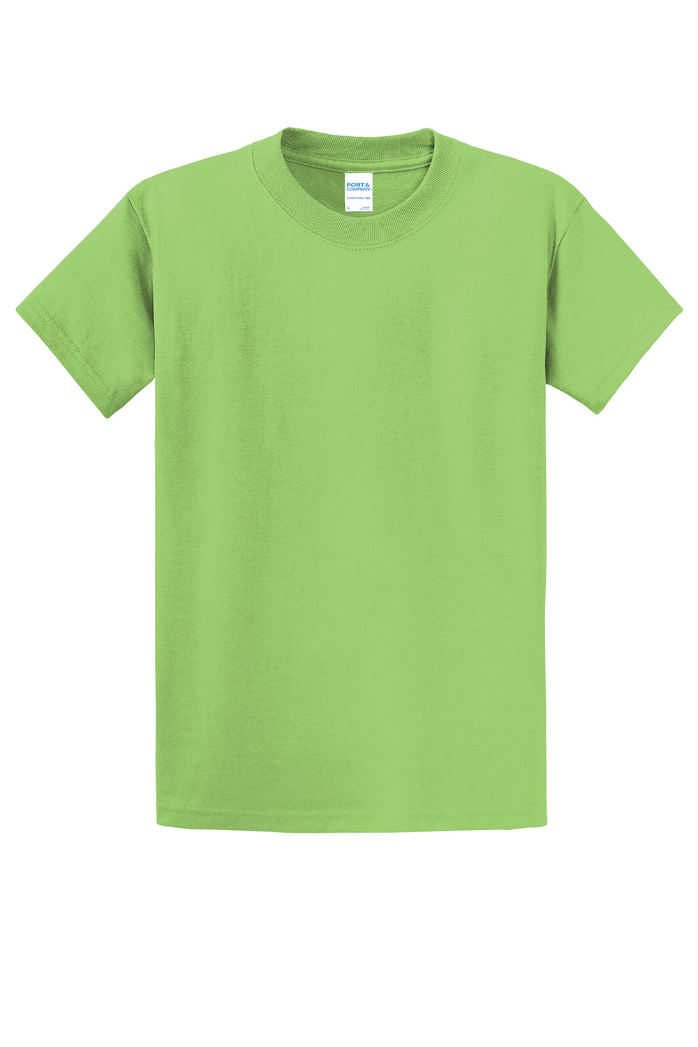 Port & Company PC61/PC61T Mens Essential Short Sleeve Crewneck T-Shirt Lime Green Flat Front