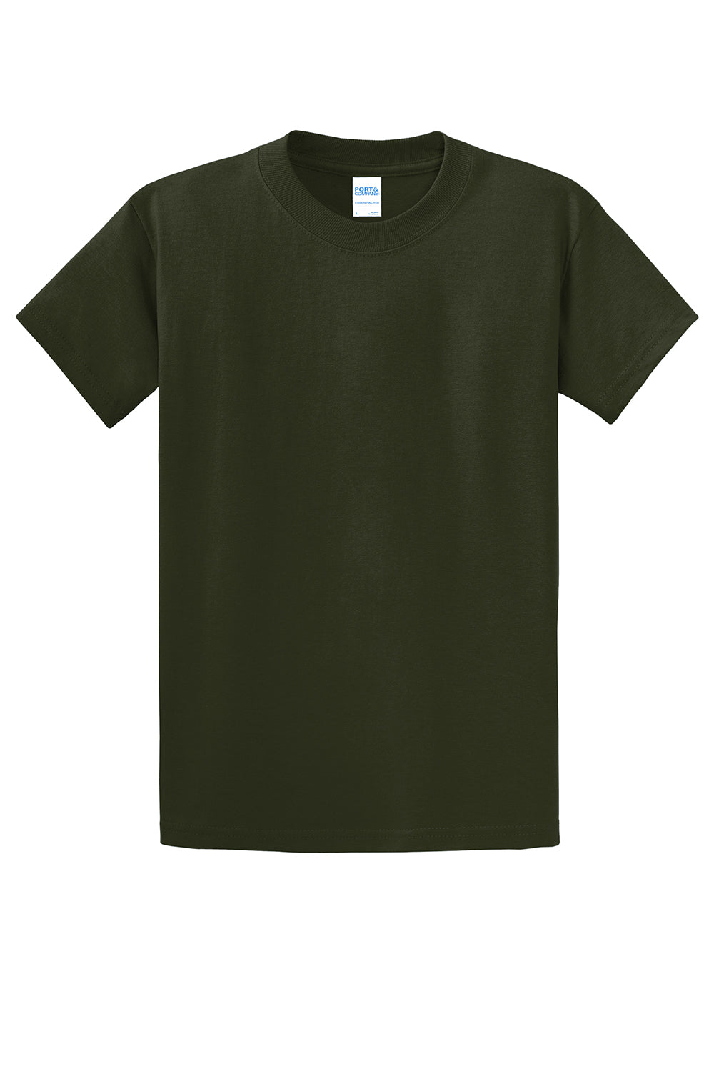 Port & Company PC61/PC61T Mens Essential Short Sleeve Crewneck T-Shirt Olive Green Flat Front