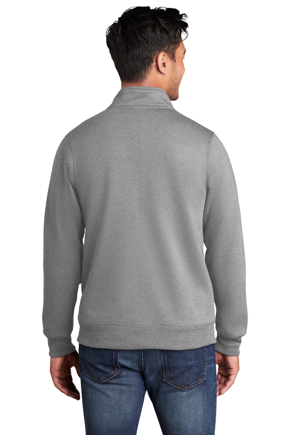 Port & Company PC78FZ Mens Core Fleece Full Zip Sweatshirt Heather Grey Model Back