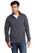 Port & Company PC78FZ Mens Core Fleece Full Zip Sweatshirt Heather Navy Blue Model Front