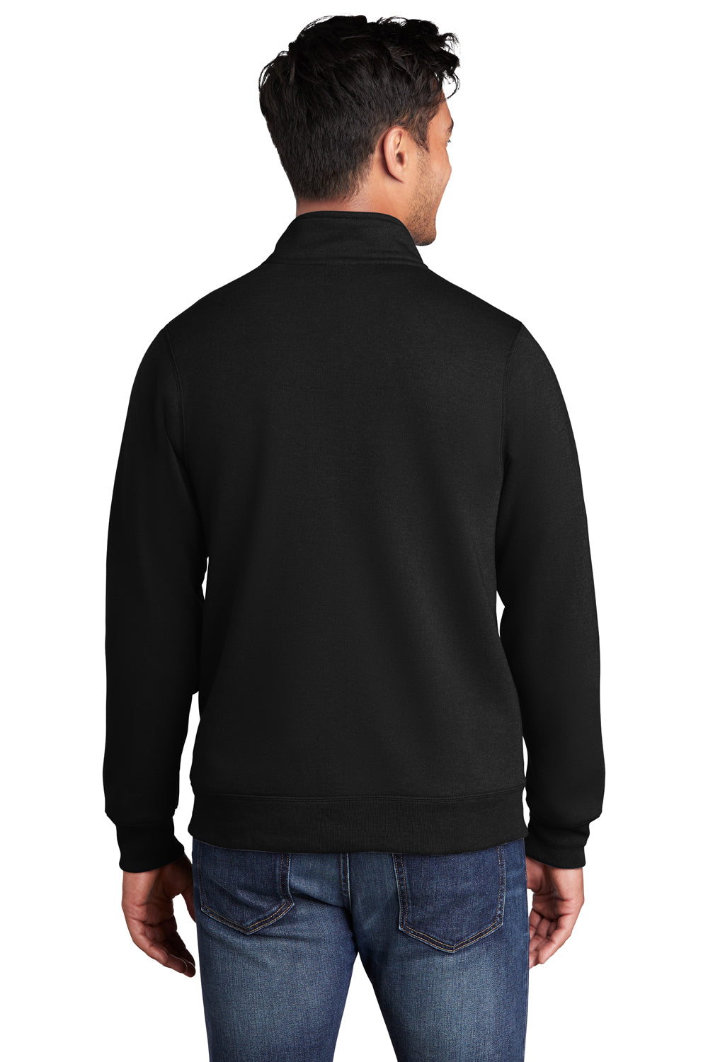 Port & Company PC78FZ Mens Core Fleece Full Zip Sweatshirt Jet Black Model Back