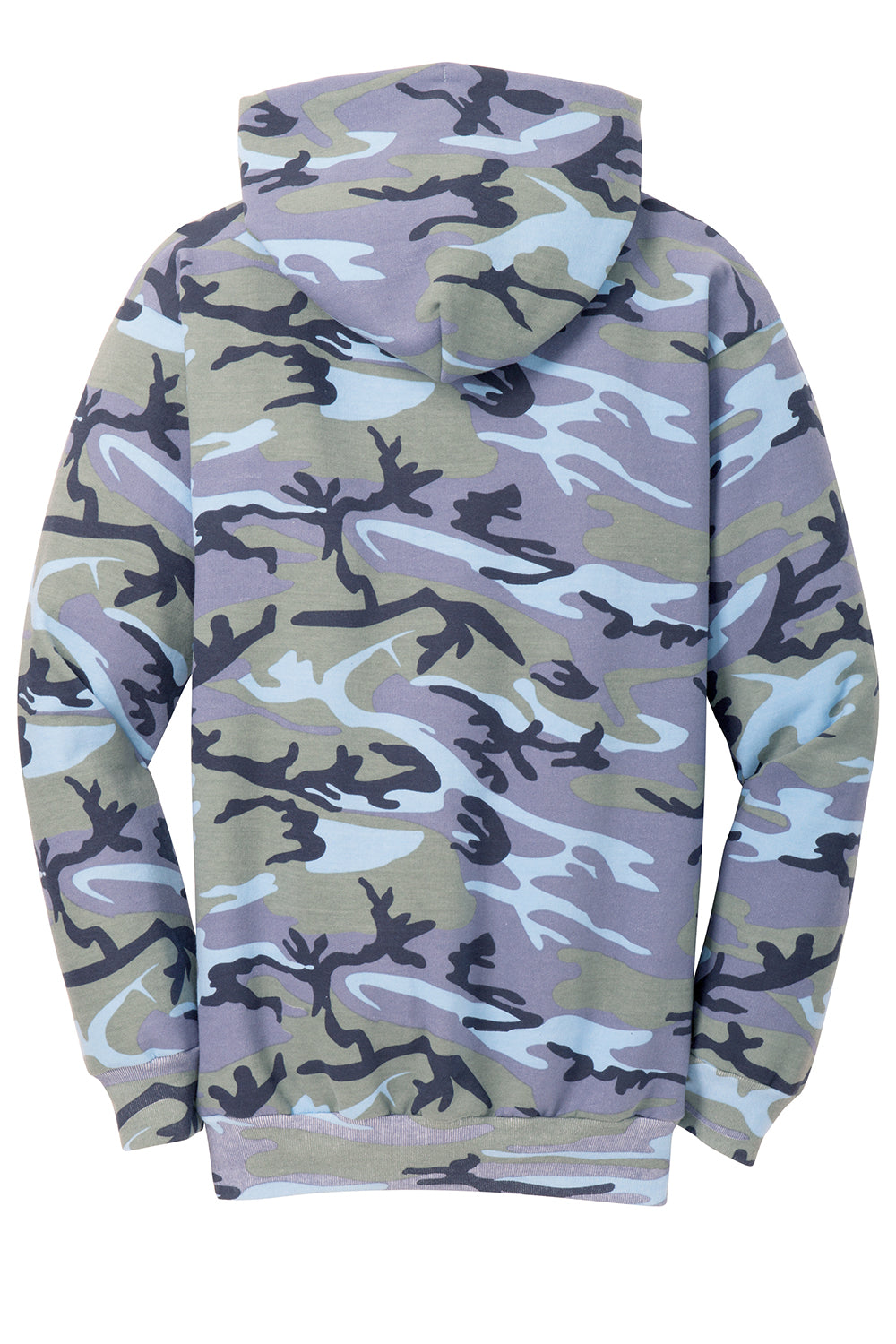 Port & Company PC78HC Mens Core Pill Resistant Fleece Hooded Sweatshirt Hoodie Woodland Blue Camo Flat Back