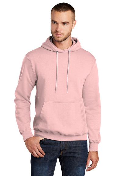 Port & Company PC78H/PC78HT Mens Core Pill Resistant Fleece Hooded Sweatshirt Hoodie Pale Blush Pink Model Front