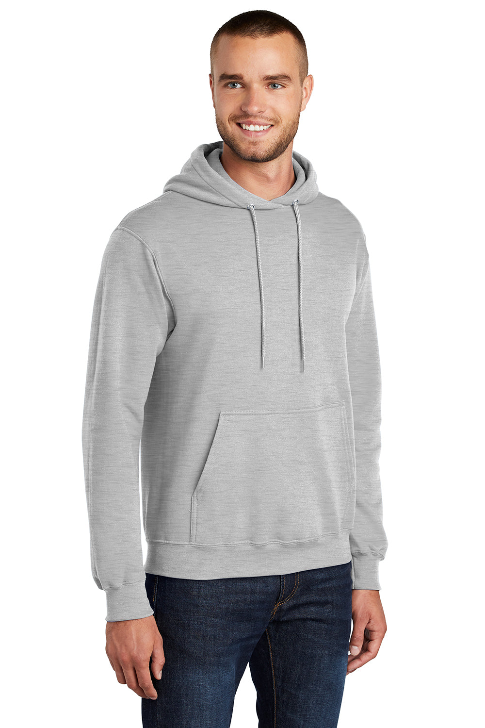 Port & Company PC78H/PC78HT Mens Core Pill Resistant Fleece Hooded Sweatshirt Hoodie Ash Grey Model 3q