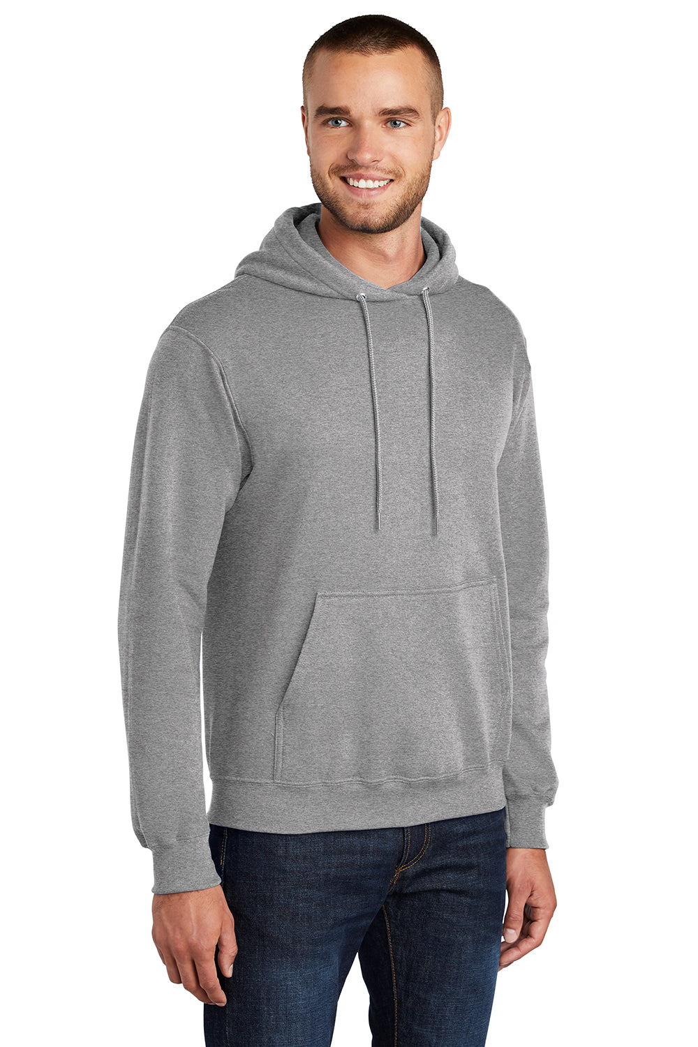 Port & Company PC78H/PC78HT Mens Core Pill Resistant Fleece Hooded Sweatshirt Hoodie Heather Grey Model 3q