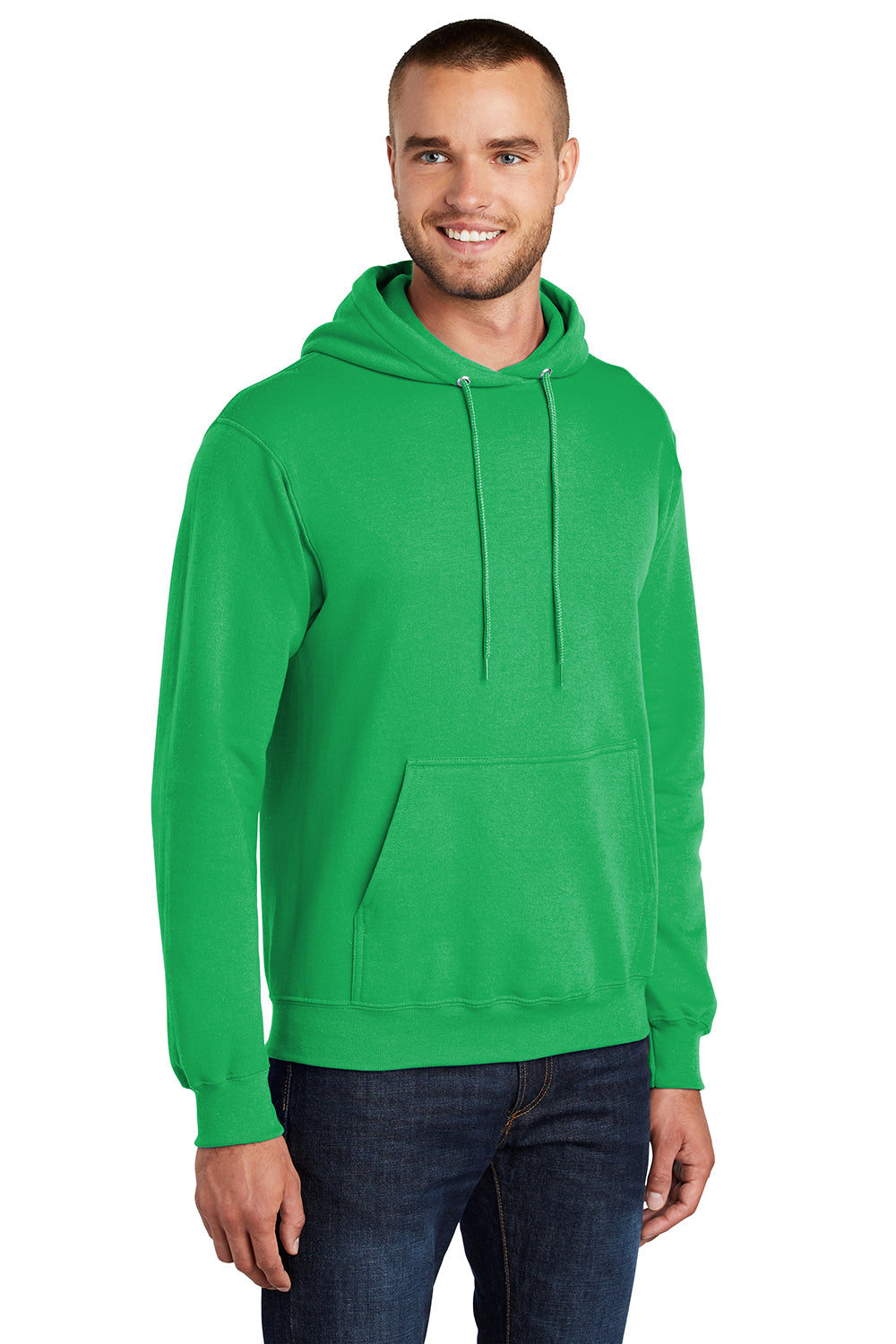 Port & Company PC78H/PC78HT Mens Core Pill Resistant Fleece Hooded Sweatshirt Hoodie Clover Green Model 3q