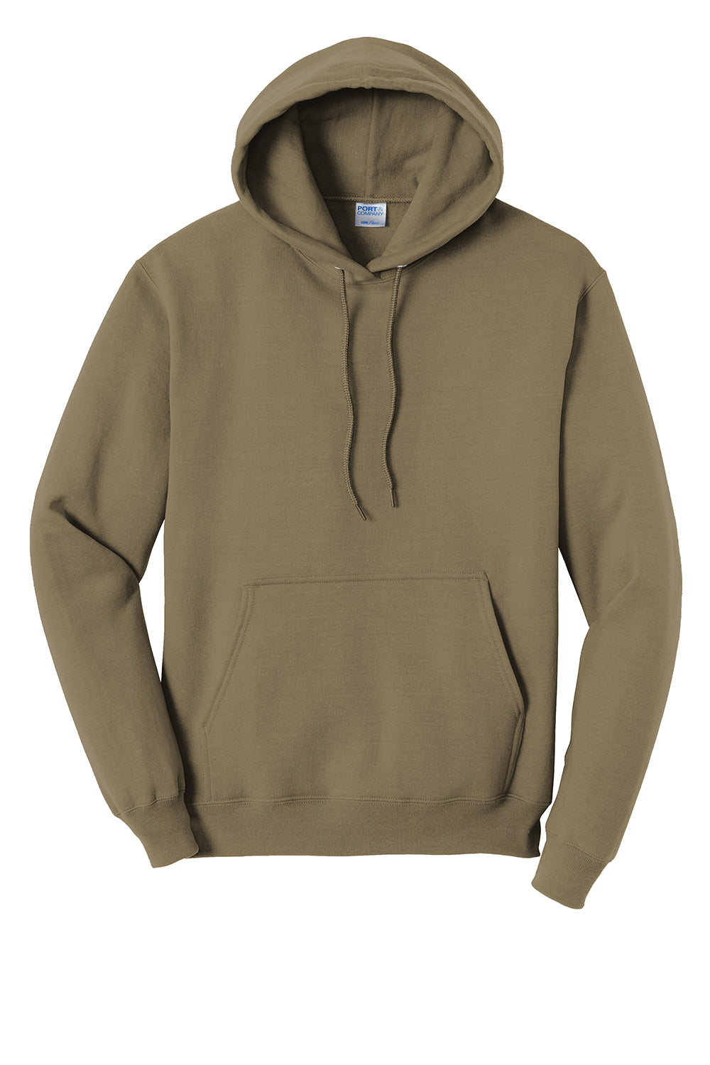 Port & Company PC78H/PC78HT Mens Core Pill Resistant Fleece Hooded Sweatshirt Hoodie Coyote Brown Flat Front