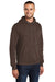 Port & Company PC78H/PC78HT Mens Core Pill Resistant Fleece Hooded Sweatshirt Hoodie Heather Dark Chocolate Brown Model 3q