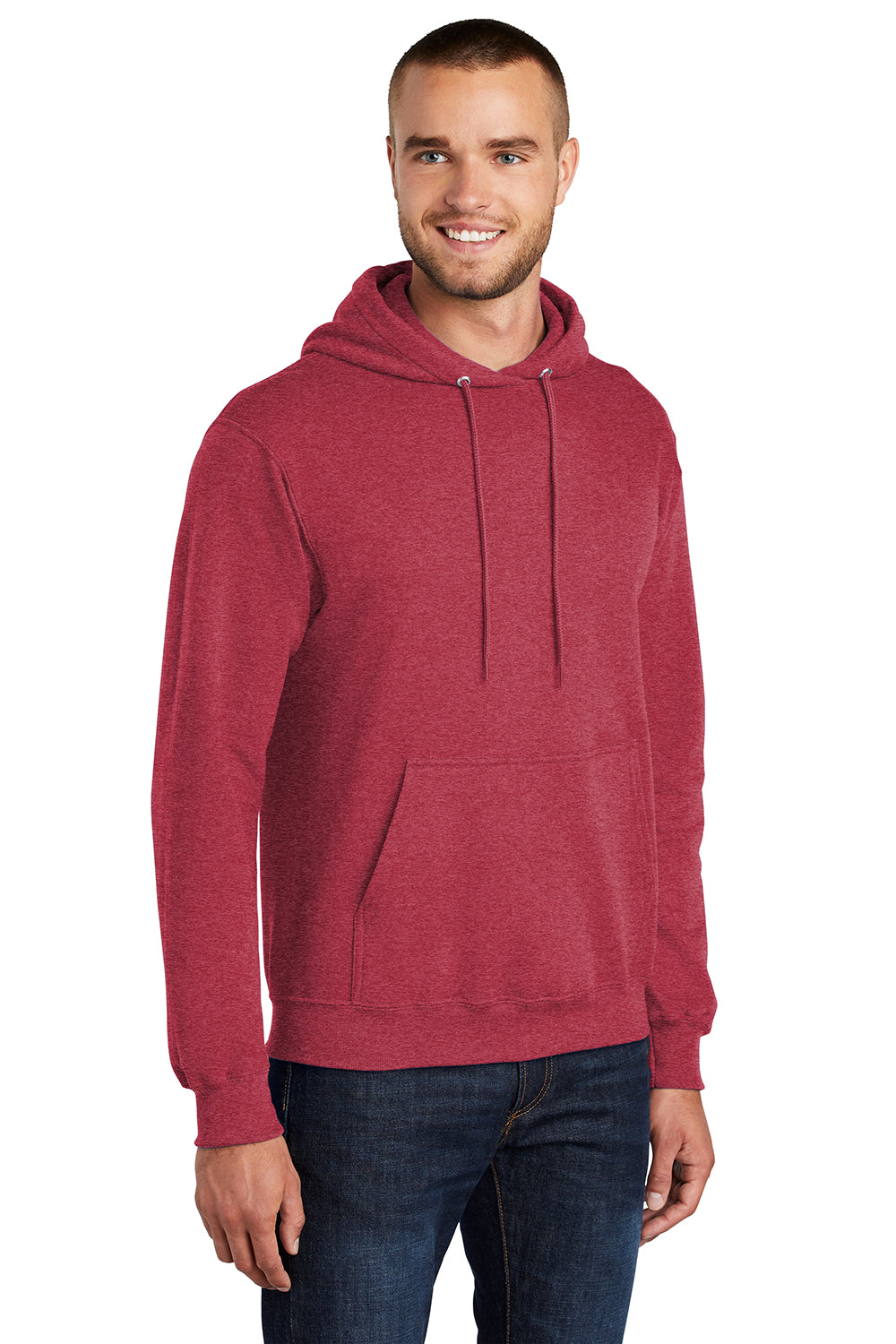 Port & Company PC78H/PC78HT Mens Core Pill Resistant Fleece Hooded Sweatshirt Hoodie Heather Red Model 3q