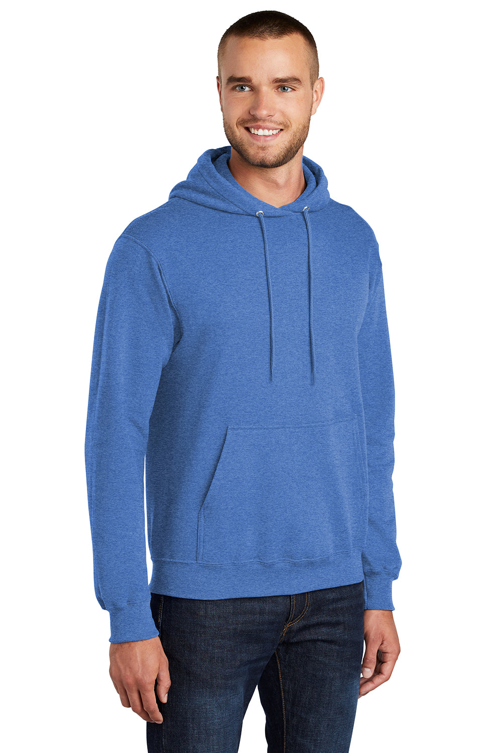 Port & Company PC78H/PC78HT Mens Core Pill Resistant Fleece Hooded Sweatshirt Hoodie Heather Royal Blue Model 3q