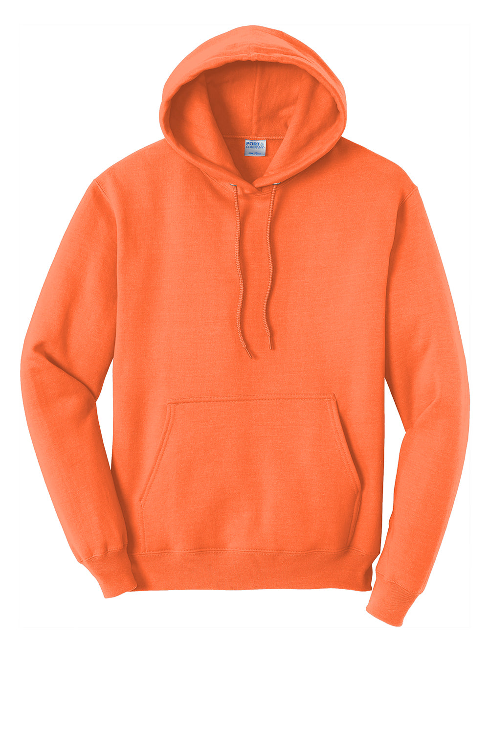 Port & Company PC78H/PC78HT Mens Core Pill Resistant Fleece Hooded Sweatshirt Hoodie Neon Orange Flat Front