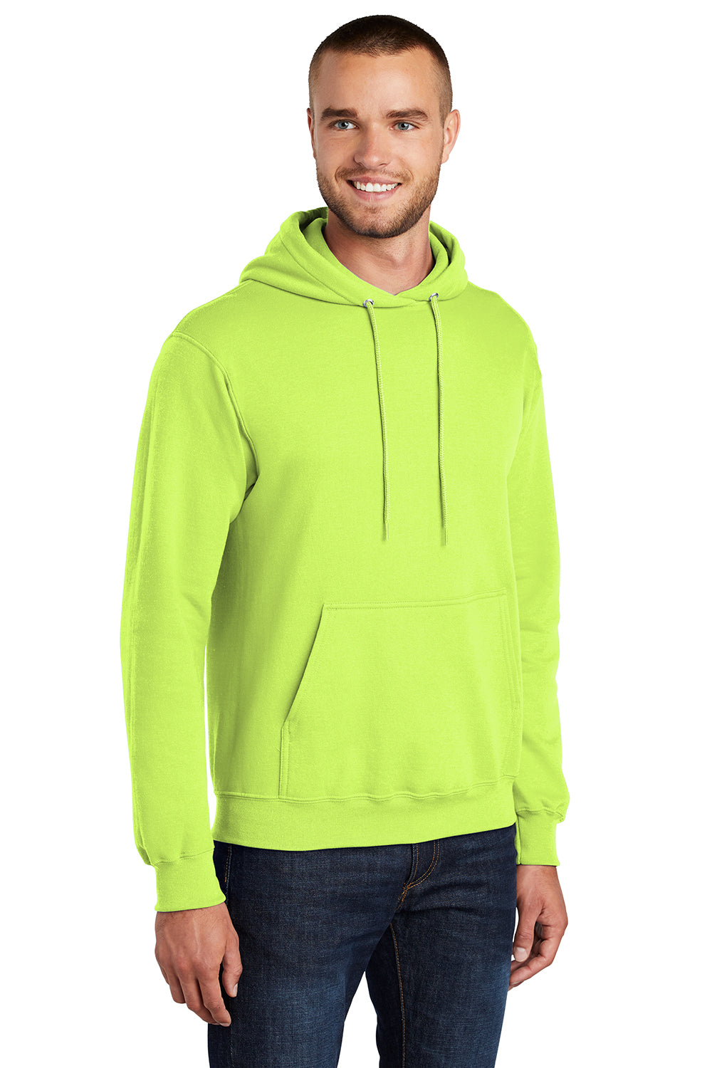 Port & Company PC78H/PC78HT Mens Core Pill Resistant Fleece Hooded Sweatshirt Hoodie Neon Yellow Model 3q