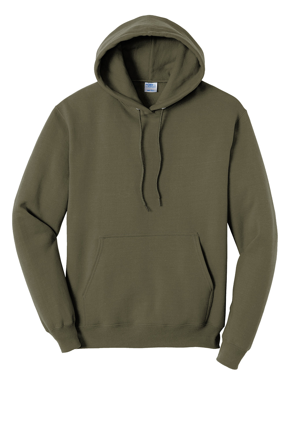 Port & Company PC78H/PC78HT Mens Core Pill Resistant Fleece Hooded Sweatshirt Hoodie Olive Drab Green Flat Front