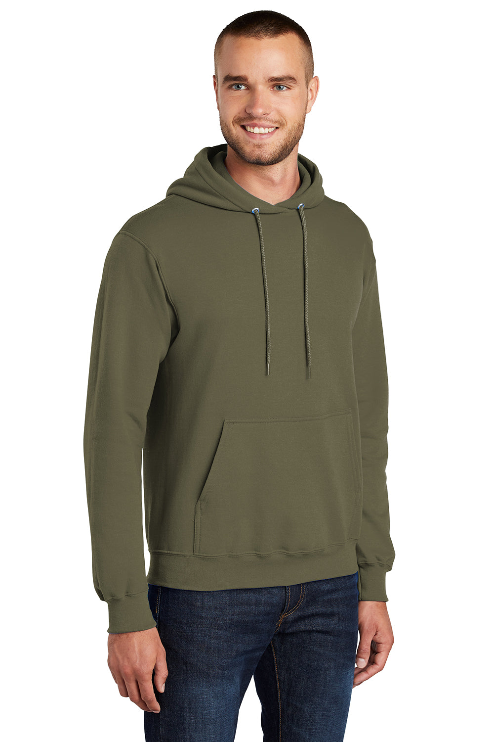 Port & Company PC78H/PC78HT Mens Core Pill Resistant Fleece Hooded Sweatshirt Hoodie Olive Drab Green Model 3q