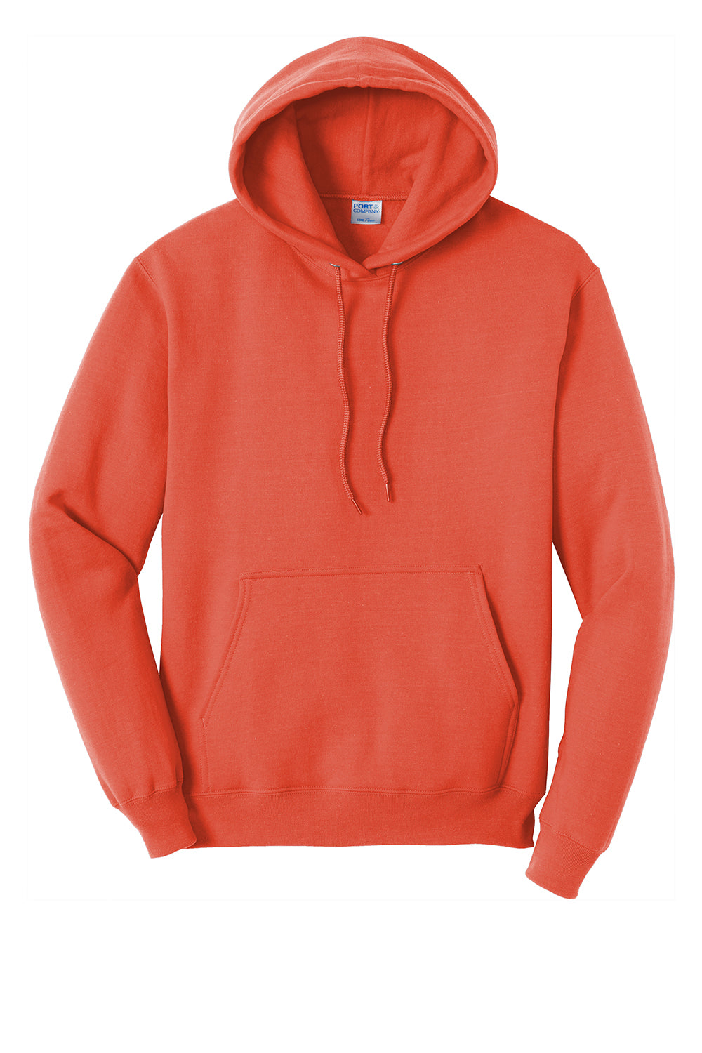 Port & Company PC78H/PC78HT Mens Core Pill Resistant Fleece Hooded Sweatshirt Hoodie Orange Flat Front