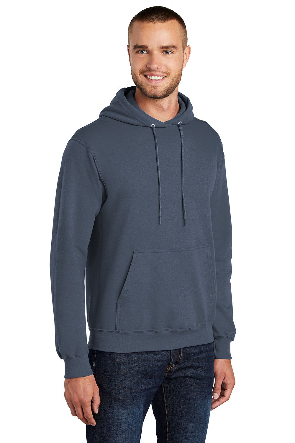 Port & Company PC78H/PC78HT Mens Core Pill Resistant Fleece Hooded Sweatshirt Hoodie Steel Blue Model 3q