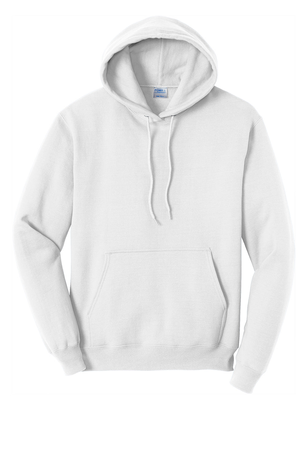 Port & Company PC78H/PC78HT Mens Core Pill Resistant Fleece Hooded Sweatshirt Hoodie White Flat Front