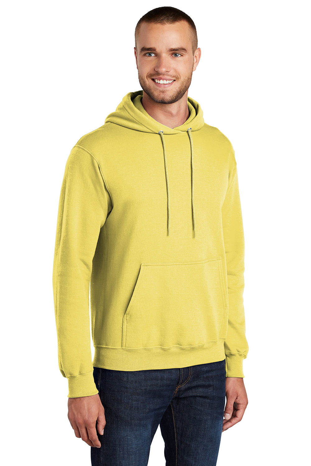 Port & Company PC78H/PC78HT Mens Core Pill Resistant Fleece Hooded Sweatshirt Hoodie Yellow Model 3q