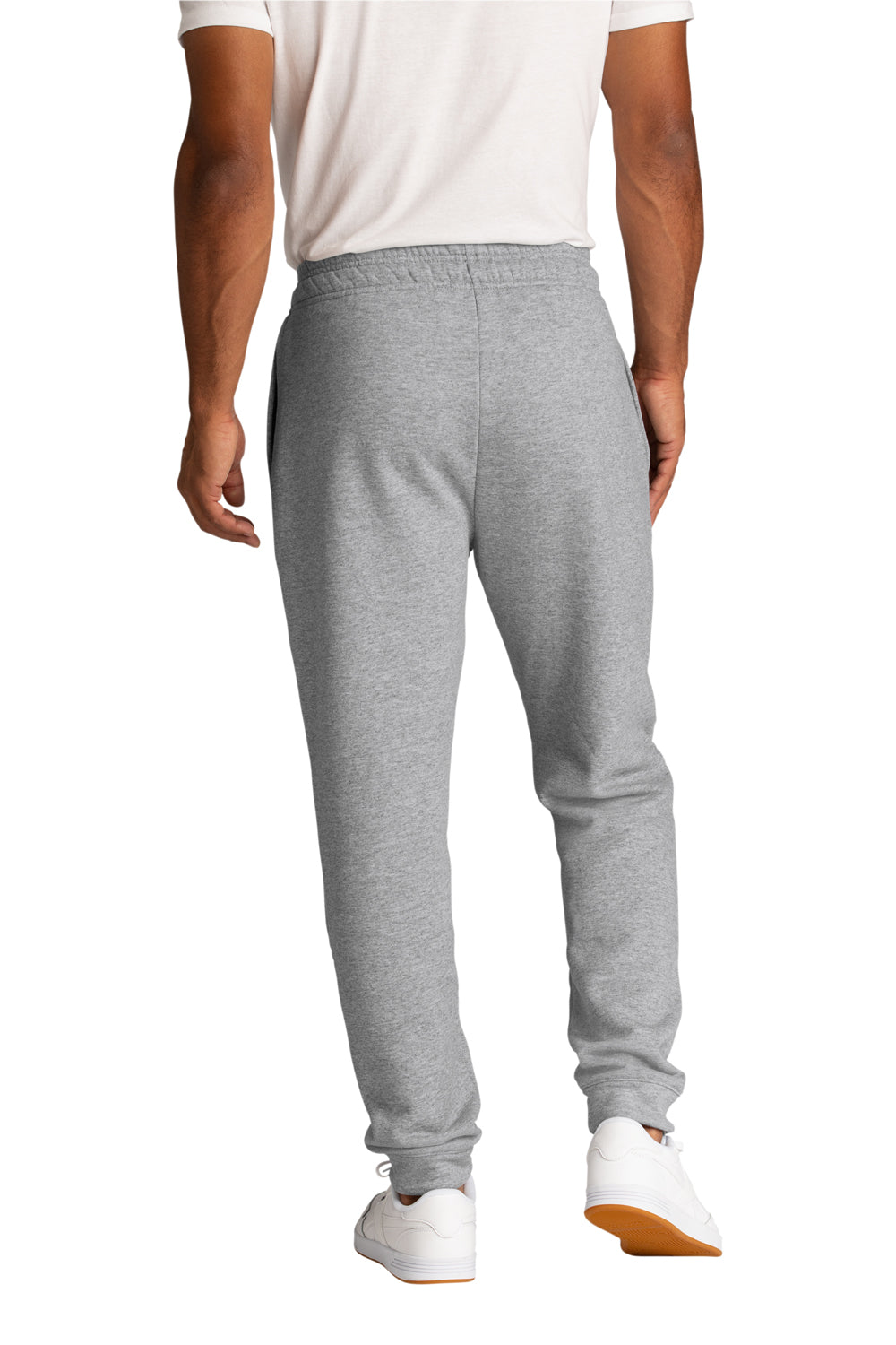 Port & Company PC78J Mens Core Fleece Jogger Sweatpants w/ Pockets Heather Grey Model Back