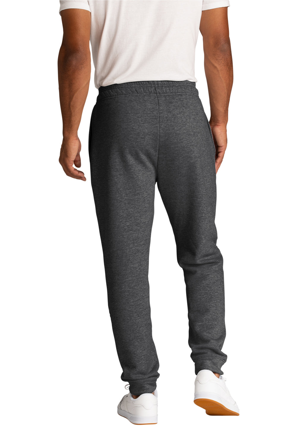 Port & Company PC78J Mens Core Fleece Jogger Sweatpants w/ Pockets Heather Dark Grey Model Back