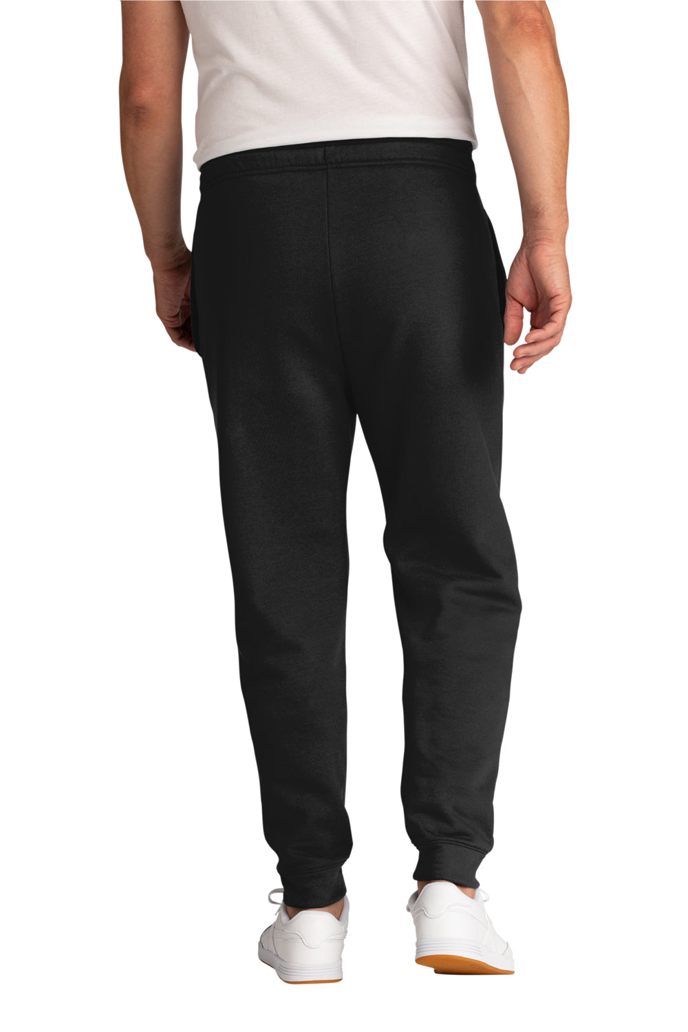 Port & Company PC78J Mens Core Fleece Jogger Sweatpants w/ Pockets Jet Black Model Back