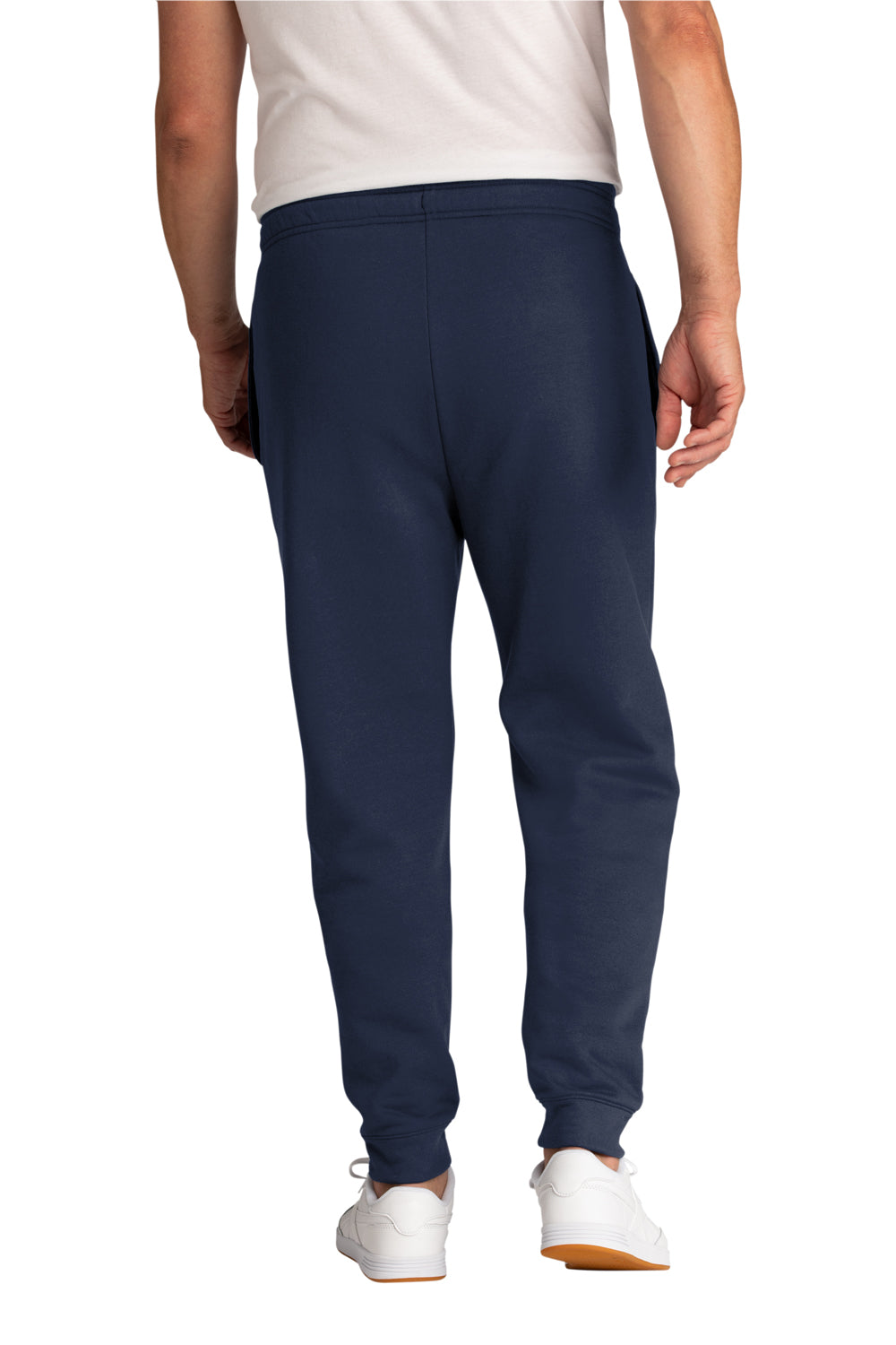 Port & Company PC78J Mens Core Fleece Jogger Sweatpants w/ Pockets Navy Blue Model Back