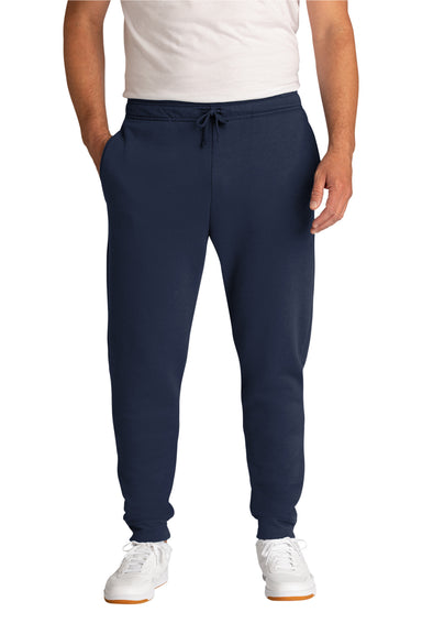 Port & Company PC78J Mens Core Fleece Jogger Sweatpants w/ Pockets Navy Blue Model Front