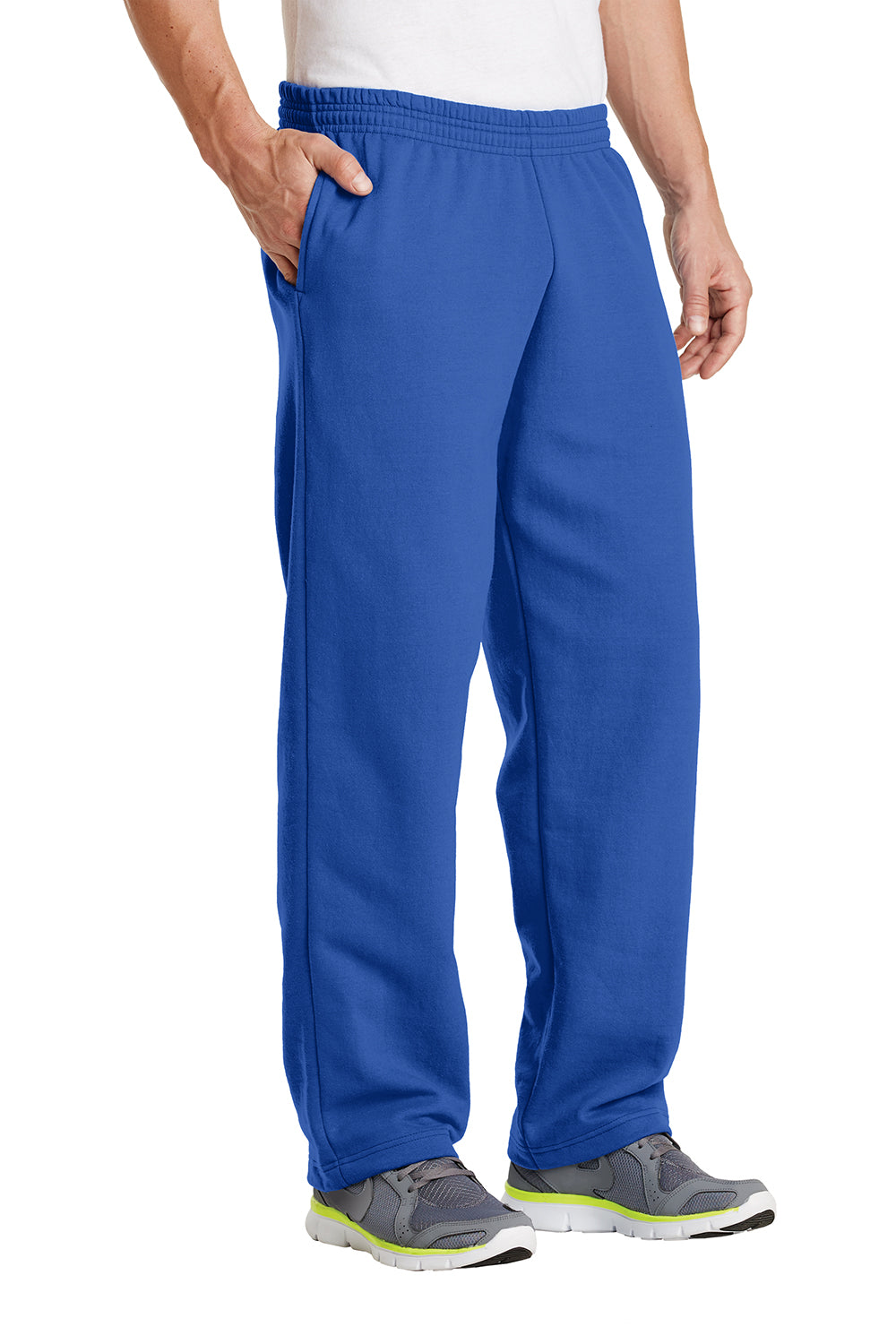 Port & Company PC78P Mens Core Pill Resistant Fleece Open Bottom Sweatpants w/ Pockets Royal Blue Model 3q